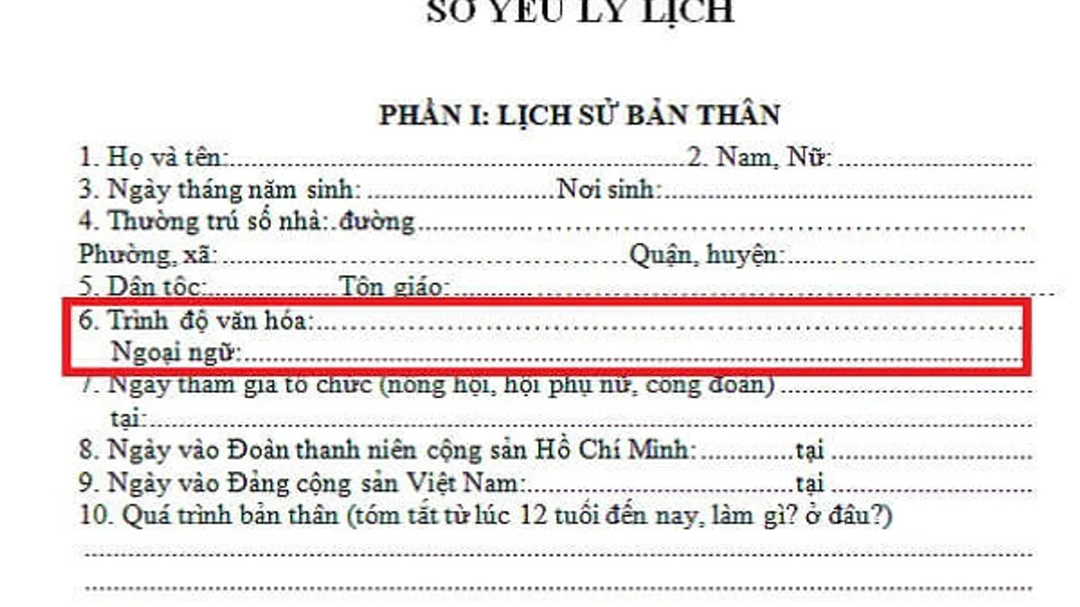 Trình độ văn hóa là gì? Ghi trình độ văn hóa trong Sơ yếu lý lịch