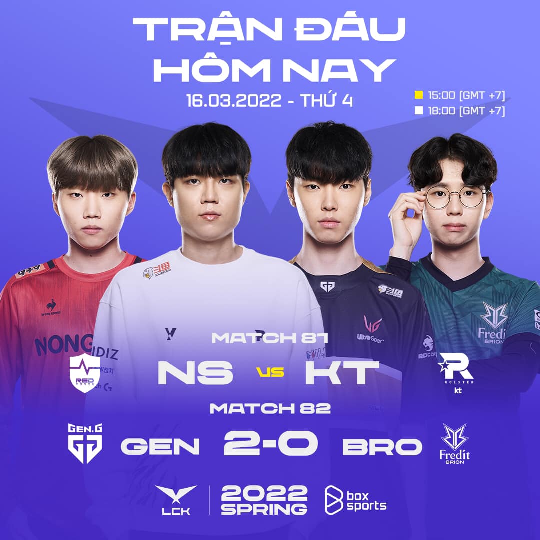 TRỰC TIẾP LCK mùa Xuân 2022 ngày 16/3: NS vs KT - Ảnh 1