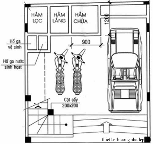 Mặt bằng tầng hầm của căn nhà