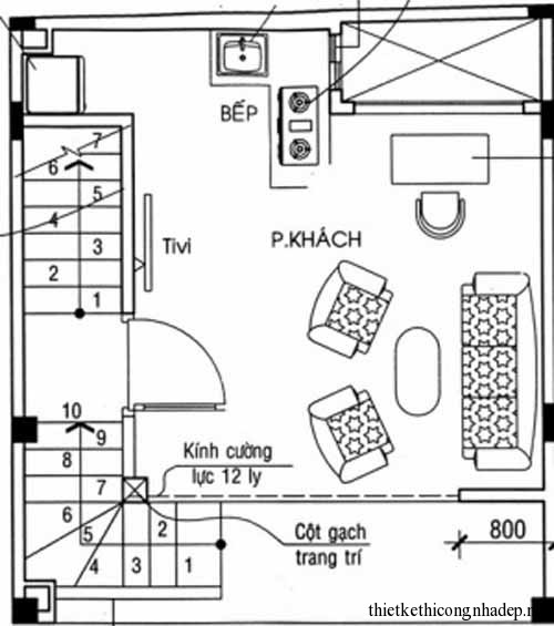 Mặt bằng của nhà diện tích 20m2