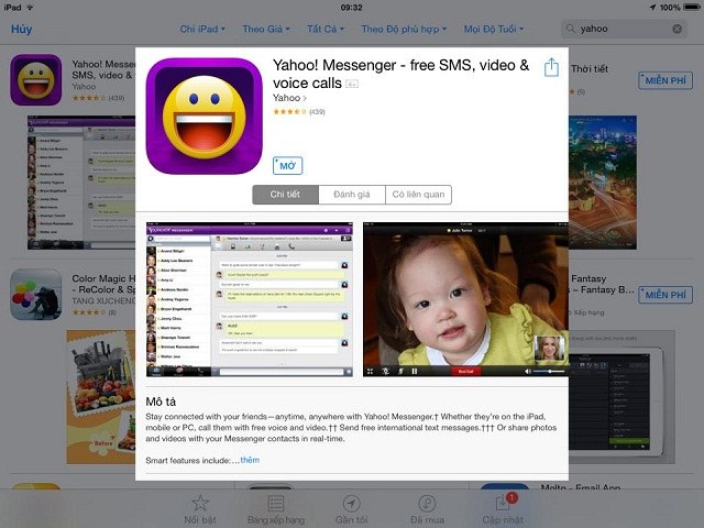 Người dùng có thể tải miễn phí Yahoo trên App Store