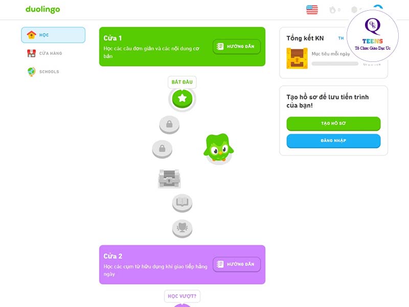 ứng dụng học tiếng Anh lớp 3 Duolingo