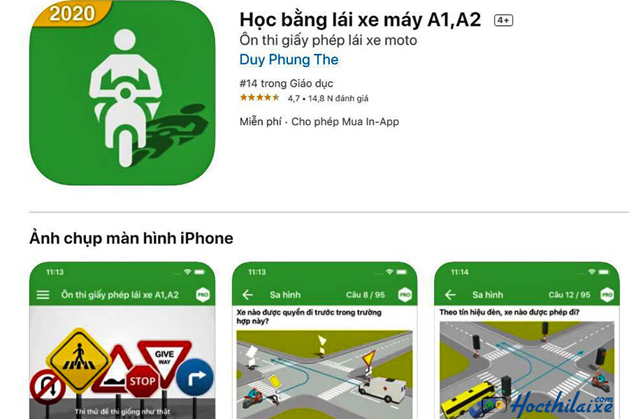 App thi thử bằng lái xe a1 - Học bằng lái xe máy A1, A2