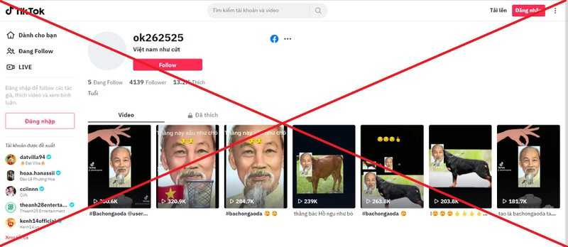Cảnh báo việc xuyên tạc, xúc phạm hình ảnh chủ tịch Hồ Chí Minh trên Tiktok