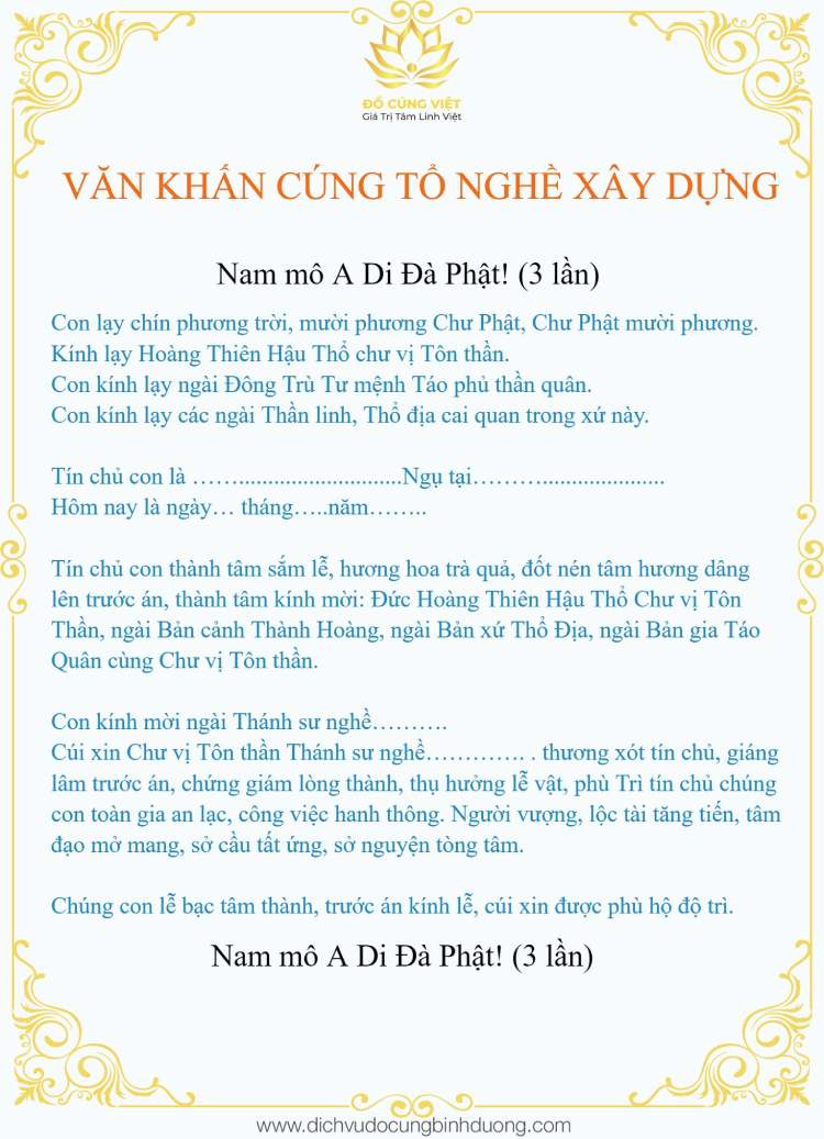 Văn khấn cúng tổ nghề xây dựng