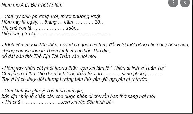 Văn khấn lập bàn thờ thần tài - vách ngăn phòng thờ