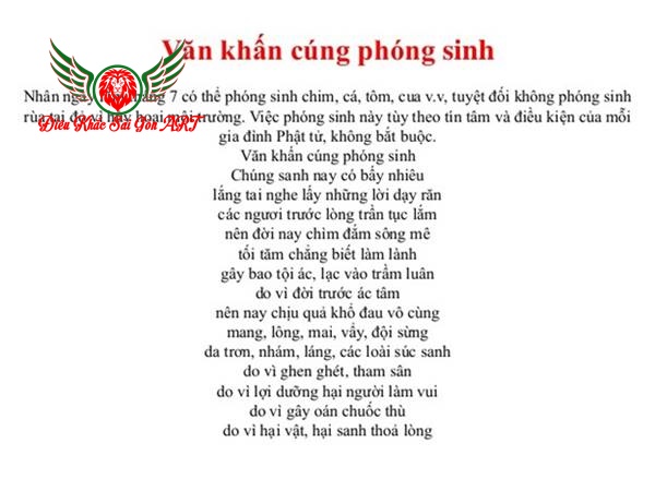 Bài văn khấn phóng sinh đơn giản tại nhà 3