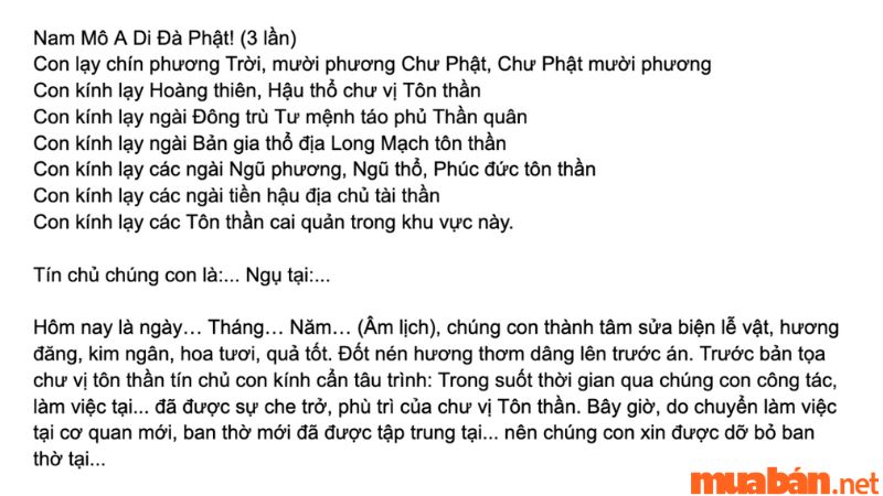 Bài khấn hạ bàn thờ để sửa nhà