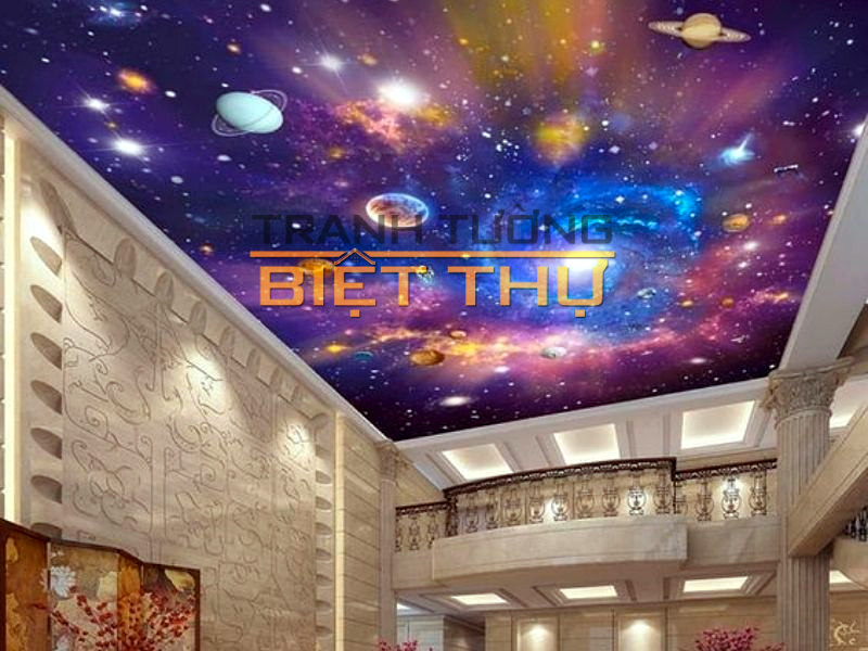 Vẽ Tranh 3d vũ trụ cho trần nhà phòng ngủ