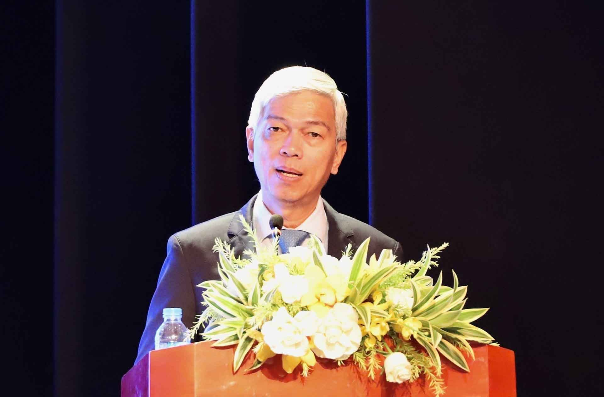 Phó Chủ tịch Ủy ban nhân dân thành phố Hồ Chí Minh Võ Văn Hoan phát biểu tại buổi lễ. (Nguồn: TTXVN)
