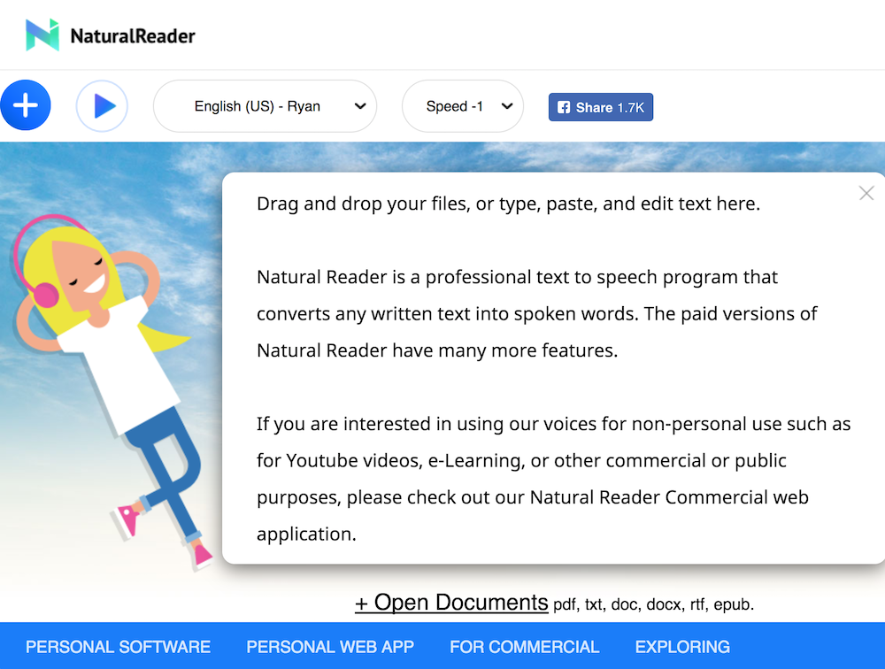 Website chuyển đổi văn bản thành giọng nói Natural Reader