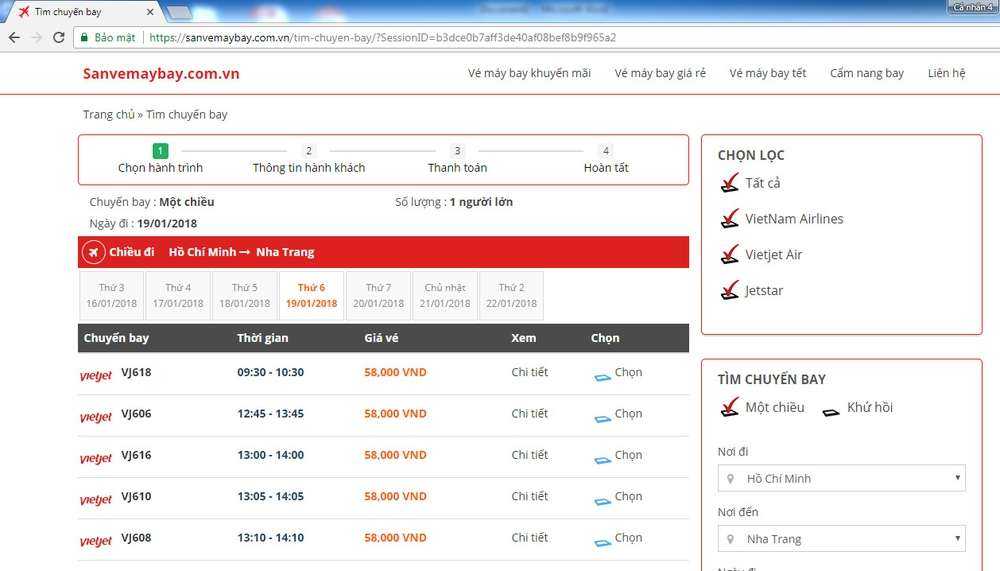 website bán vé máy bay