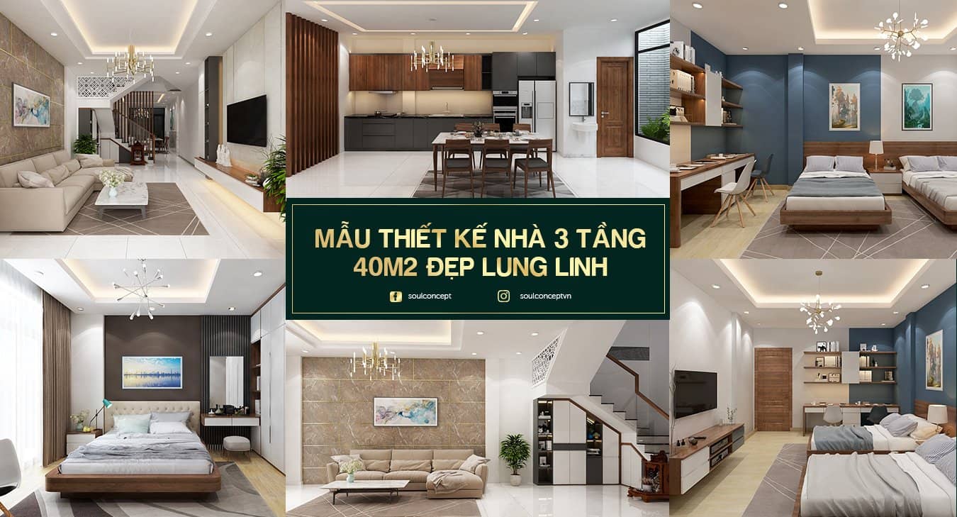 20+ mẫu thiết kế nhà 3 tầng 40m2 đẹp kèm bản vẽ nội thất